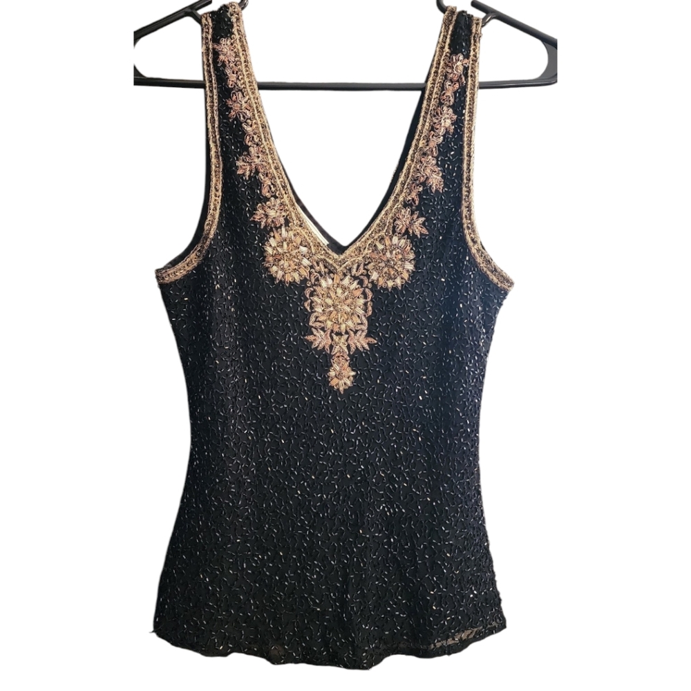 Stenay Top, Size 12, Black beaded and sequened